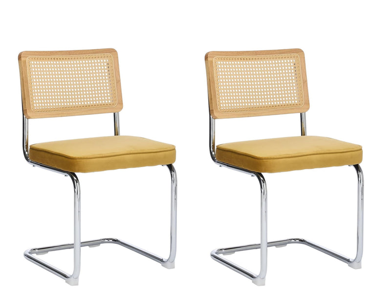 Tufted Stainless Steel Partially Open Back Dining Side Chairs (Set of 2) - Gold / Silver