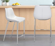 Load image into Gallery viewer, 21.7" x 20.7" x 39.8" Steel Low Back Counter Height Bar Chairs (Set of 2) - White And Silver
