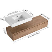 Load image into Gallery viewer, Modern Wall Mounted Bathroom Vanity With Resin Sink And Soft Close Drawer
