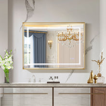 Load image into Gallery viewer, LED Bathroom Beveled Mirror, 3000 - 6000K Gradient Front And Backlit LED Mirror For Bathroom, 3 Colors Dimmable, Ip54 Enhanced Anti Fog
