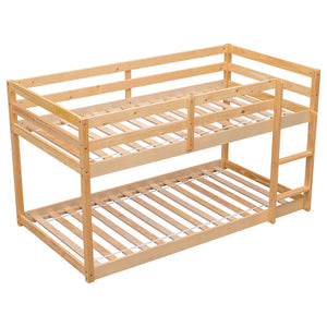 Twin over Twin Floor Bunk Bed,Natural(New SKU:W504P148543)