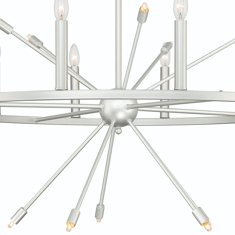 Candle Style Multi Light Metal Dimmable Chandelier - Silver