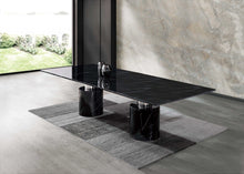 Load image into Gallery viewer, 120" Marble Double Pedestal Base Dining Table - Black
