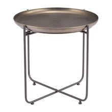 Load image into Gallery viewer, 21" Steel Round Cross Legs End Table - Bronze And Gray

