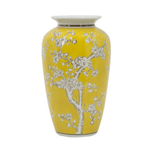 Load image into Gallery viewer, Floral Porcelain Urn Table Vase - White / Yellow
