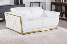 Load image into Gallery viewer, Italian Leather, Loveseat - White / Silver
