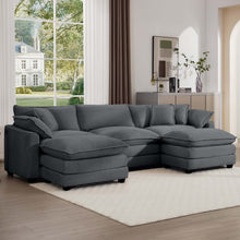 Load image into Gallery viewer, Modern Oversized Modular Cushion Sofa With Ottoman, Low Back, Deep Seating Sofa Set

