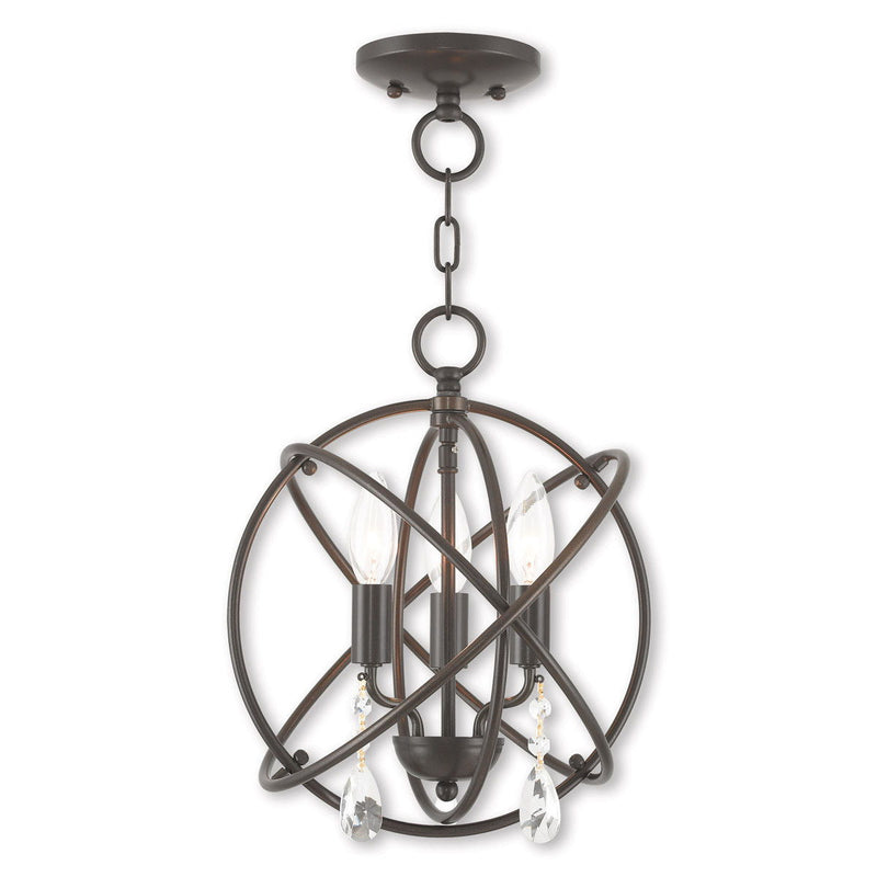 14" Three-Light Dimmable Chandelier With Shades - Bronze