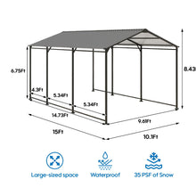 Load image into Gallery viewer, Metal Carport 10 5Ft Heavy Duty With Galvanized Steel Roof Metal Garage Canopy With Galvanized Steel Roof &amp; Frame Car Tent Outdoor Storage Shed - Gray
