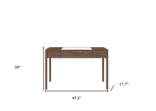 Load image into Gallery viewer, 47" White and Brown Marble and Wood Computer Desk
