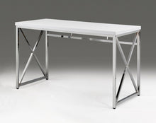 Load image into Gallery viewer, 47" White and Silver Wood and Metal Computer Desk

