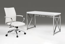 Load image into Gallery viewer, 47" White and Silver Wood and Metal Computer Desk
