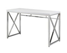 Load image into Gallery viewer, 47" White and Silver Wood and Metal Computer Desk
