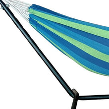 Load image into Gallery viewer, Stripe Two Person Hammock With Stand - Blue / Green
