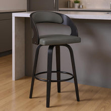Load image into Gallery viewer, 37" Faux Leather Swivel Low Back Counter Height Bar Chair - Gray / Black
