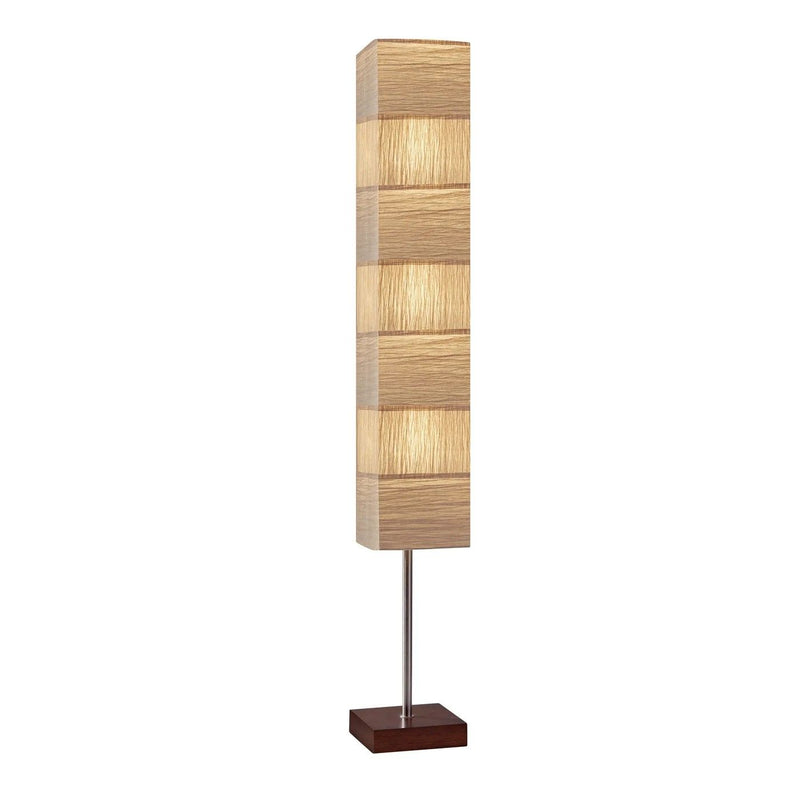 Column Floor Lamp With White Rectangular Shade - Natural
