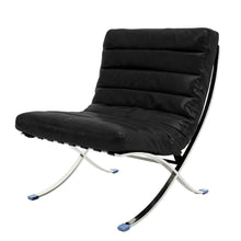 Load image into Gallery viewer, Tufted Leather Upholstered Folding Lounge Chair - Black / Silver
