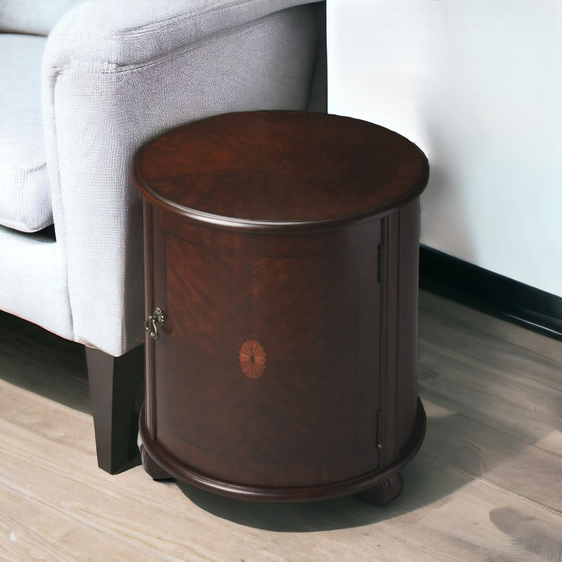 Round End Table - Dark Brown