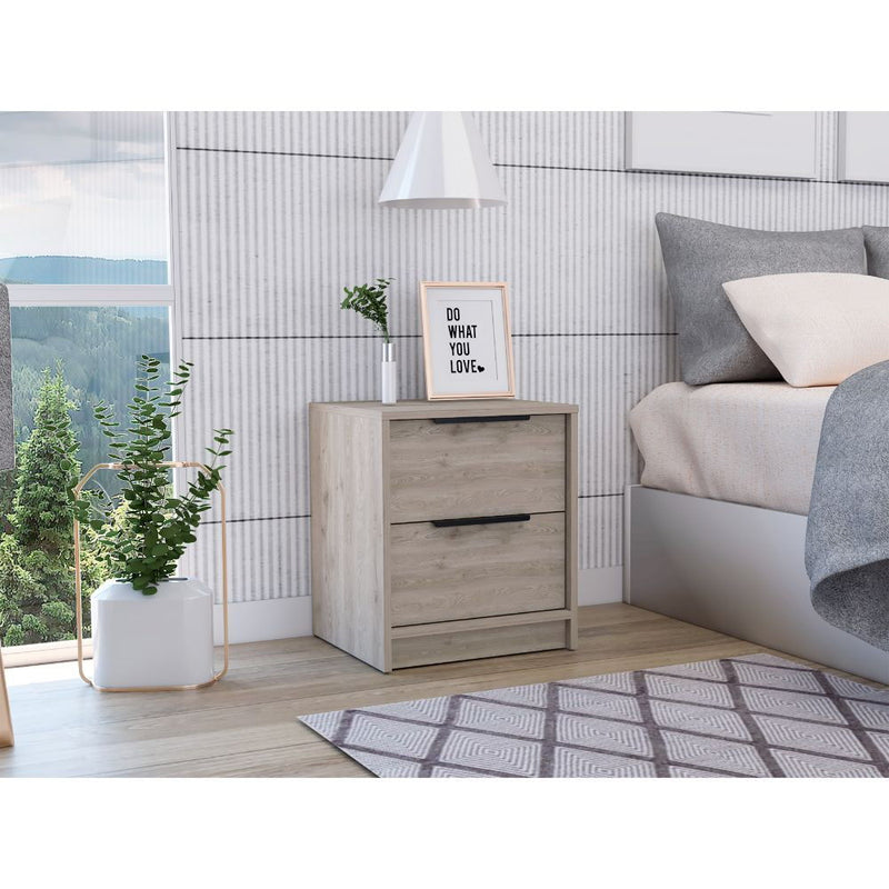 Rectangular One Drawer Two Doors Nightstand With Manufactured Wood Top - Gray