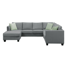 Load image into Gallery viewer, [VIDEO provided] 112*87&quot; Sectional Sofa Couches Living Room Sets 7 Seats Modular Sectional Sofa with Ottoman L Shape Fabric Sofa Corner Couch Set with 3 Pillows, Grey
