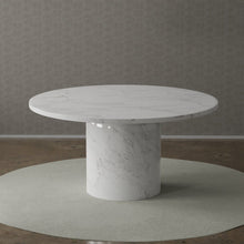 Load image into Gallery viewer, 60" Gray and White Marble Pedestal Base Round Top Dining Table

