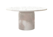 Load image into Gallery viewer, 60" Gray and White Marble Pedestal Base Round Top Dining Table
