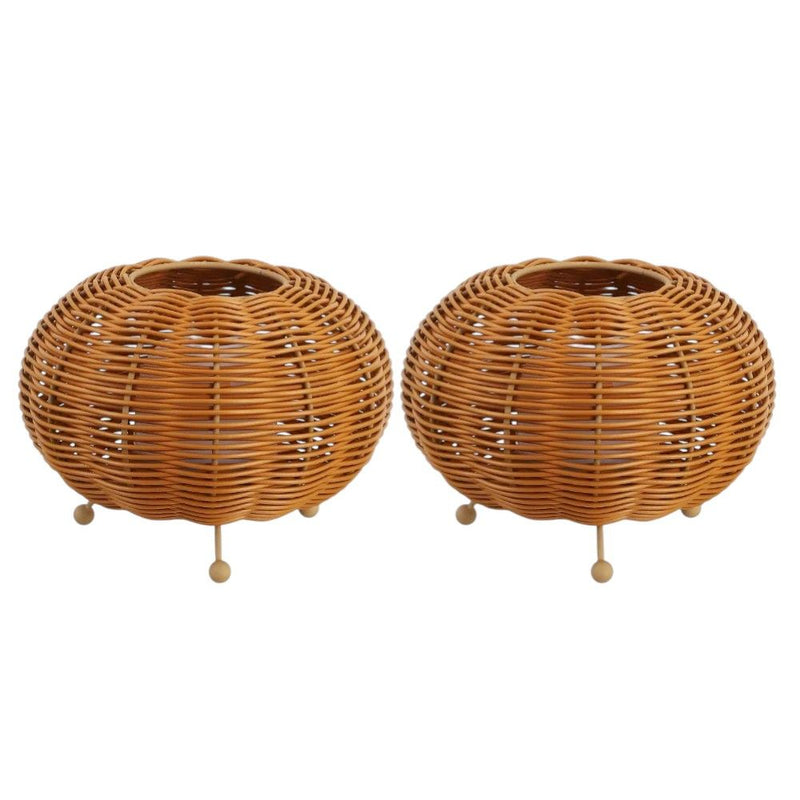 Lantern USB Table Lamps With Globe Shades (Set of 2) - Light Brown