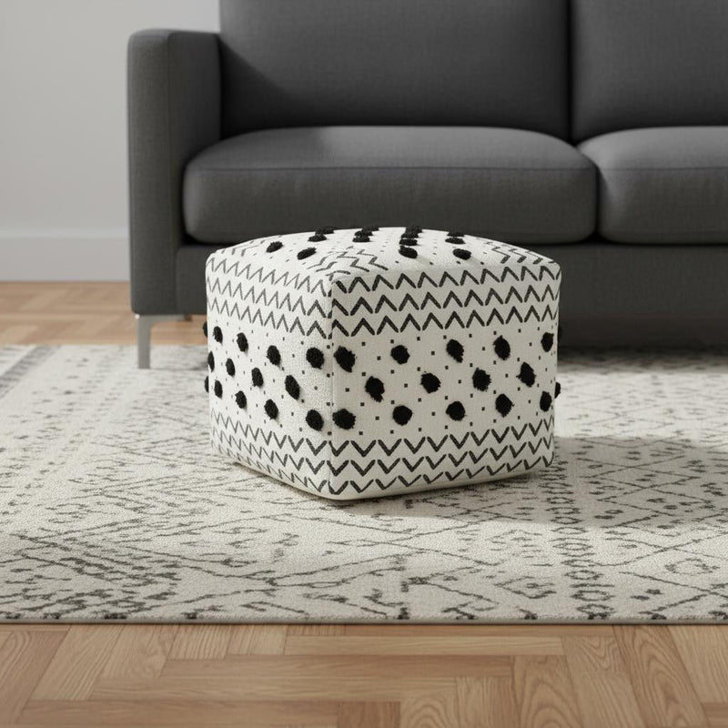Ottoman Cotton - White / Black