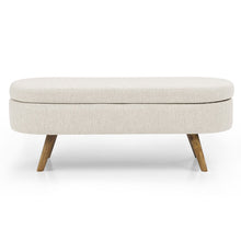 Load image into Gallery viewer, 44" Beige and Brown Linen Upholstered Storage Bench with Flip Top
