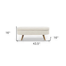 Load image into Gallery viewer, 44" Beige and Brown Linen Upholstered Storage Bench with Flip Top
