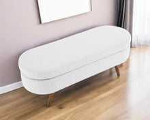 Load image into Gallery viewer, 44" White and Brown Linen Upholstered Storage Bench with Flip Top
