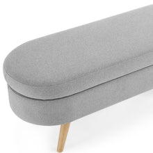 Load image into Gallery viewer, 44" Gray and Brown Linen Upholstered Storage Bench with Flip Top
