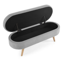 Load image into Gallery viewer, 44" Gray and Brown Linen Upholstered Storage Bench with Flip Top
