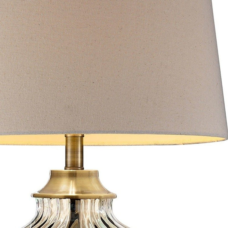 Metal Bedside Table Lamp With Tan Shade - Bronze