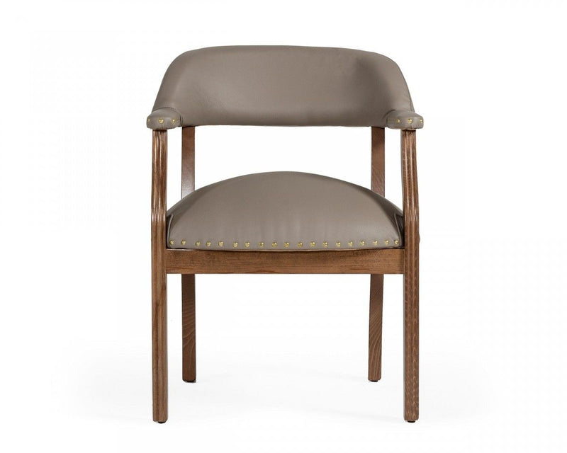Nailhead Faux Leather Dining Arm Chair - Taupe