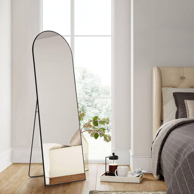 64'' Aluminum Arch Freestanding Framed Standing Mirror - Black