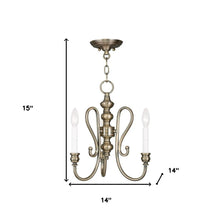 Load image into Gallery viewer, Three Light Metal Dimmable Chandelier With Shades - Antiqued Brass

