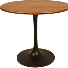 Load image into Gallery viewer, 36" Rounded Solid Wood And Iron Pedestal Base Dining Table - Brown
