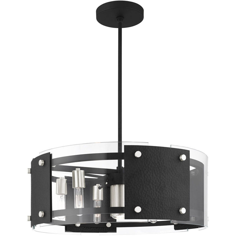18" Seven Light Dimmable Chandelier With Shades - Black