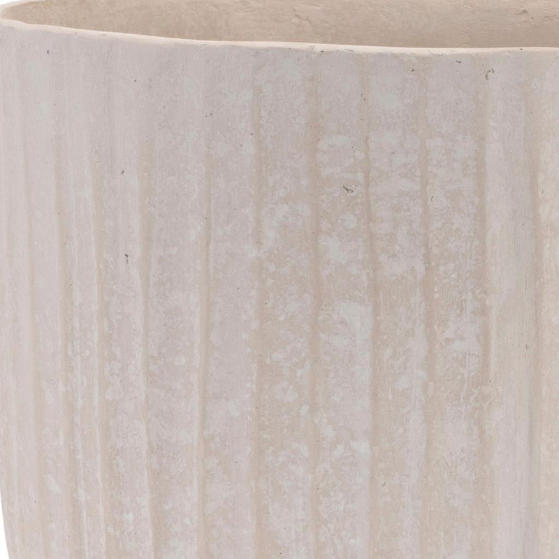 Recycled Textured Lines Urn Table Vase - Beige