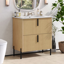 Load image into Gallery viewer, Bathroom Vanity With Ceramic Sink, Fluted Design

