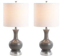 Load image into Gallery viewer, Urn Bedside Lamps With Drum Shades (Set of 2) - Gray
