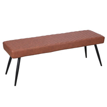 Load image into Gallery viewer, 54" Brown and Black Faux Leather Upholstered Dining Bench
