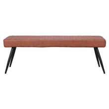Load image into Gallery viewer, 54" Brown and Black Faux Leather Upholstered Dining Bench
