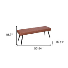 Load image into Gallery viewer, 54" Brown and Black Faux Leather Upholstered Dining Bench

