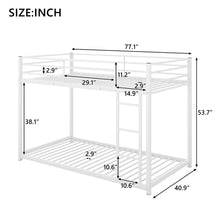 Load image into Gallery viewer, Twin over Twin Metal Bunk Bed, Low Bunk Bed with Ladder,White(OLD SKU:MF197033AAK)
