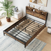 Load image into Gallery viewer, Queen Bed Frame with  Storage Headboard and 4 Drawers
