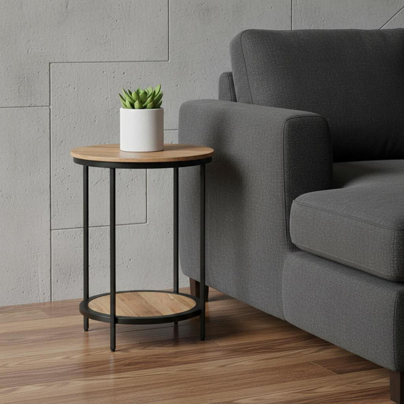 Metal Round End Table - Natural