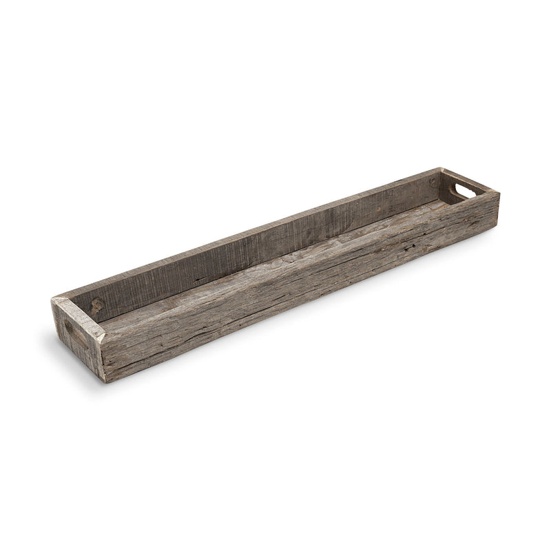 36" Wood Indoor Outdoor Cracker Tray With Handles - Brown