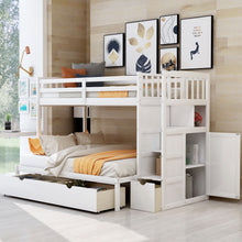 Load image into Gallery viewer, Bunk Bed, Convertible Bottom Bed, Storage Shelves And Drawers
